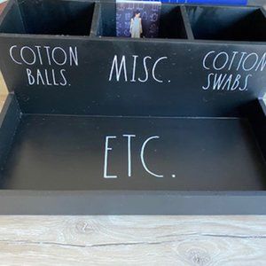 RAE DUNN BLACK WOOD VANITY ORGANIZER BATH SET